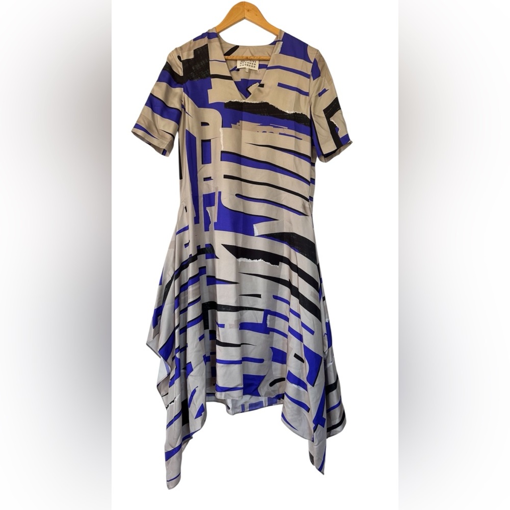 Maison Margiela Women's Multi-Color 100% Silk Asymmetrical Midi Dress
